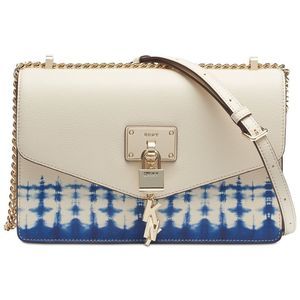 DKNY Elissa Tie-Dyed Shoulder Bag Ivory Blue Gold NEW